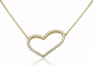 14Y Asymmetrical Prong Set Open Heart