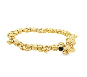 14Y Double Interlocking Knot Bracelet with Sapphire Toggle Clasp