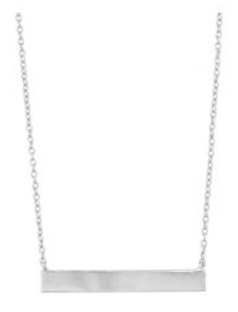 Sterling Silver Bar Necklace w Diamond Cut Cable Chain 16-18"