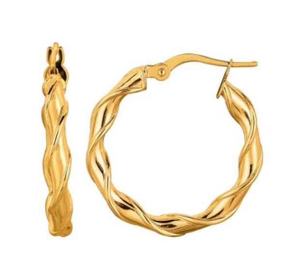 14Y Shiny Twisted Hoop Earrings