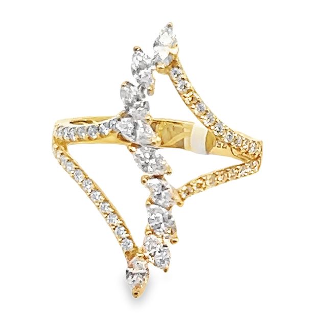 18Y S Wave Marquise Diamond Open Concept Ring Size 6.5