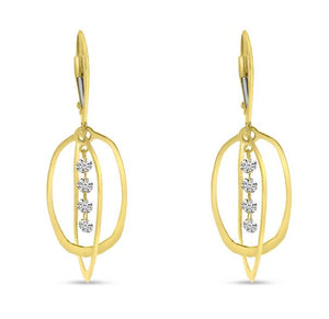 14K Yellow Gold Drilled Diamond Petite Oval 3D Earrings