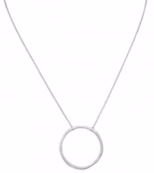 Sterling Silver Textured Circle 16" Necklace