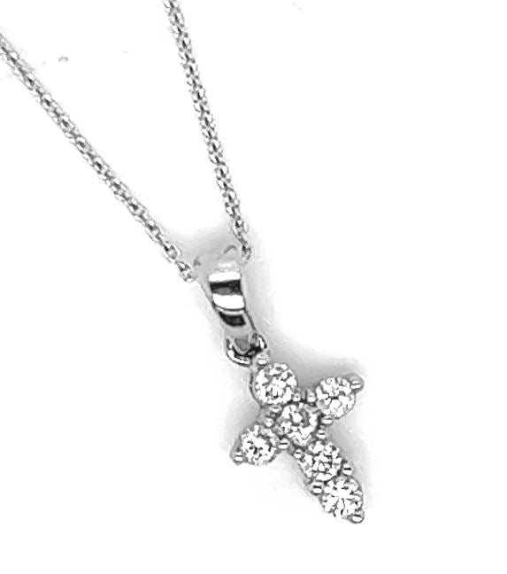 14W Dainty Diamond Cross Pendant with Chain