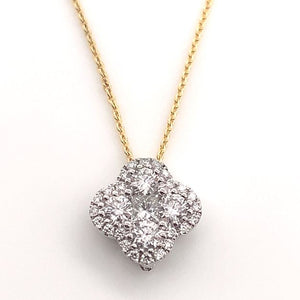 14W Diamond Quatrefoil Cluster Pendant On 18" 14Y Cable Chain