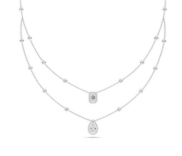 14W Double Layered Lab Grown Diamond Necklace