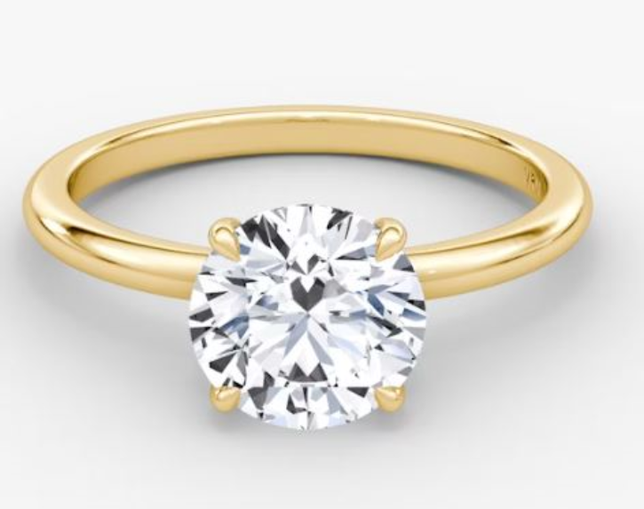 14Y Round Brilliant Cut Diamond Four Prong Solitaire Ring Size 5