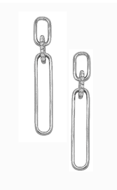 14W Paperclip Dangle Earrings with Diamond Accents