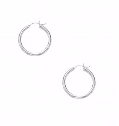 14W High Polish Round Tube Hoop Earrings