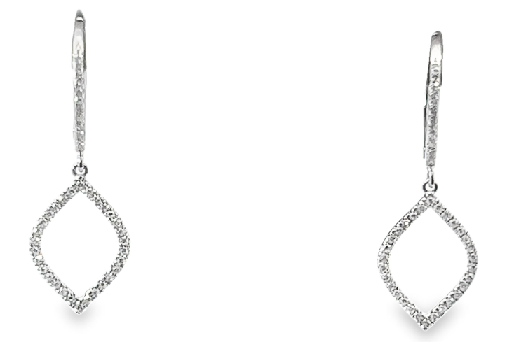 14W Open Drop Diamond Dangle Earrings on Lever backs