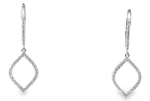 14W Open Drop Diamond Dangle Earrings on Lever backs