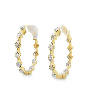 18KY Pave Marquis Style Inside Out Hoops