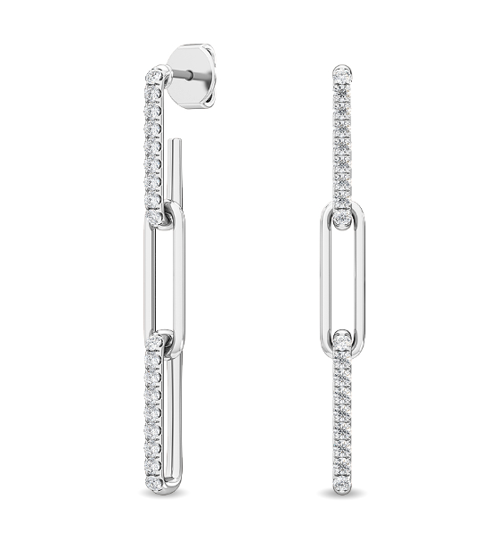 14W Lab Grown Diamond Chain Link Earrings with Friction Posts and Backs