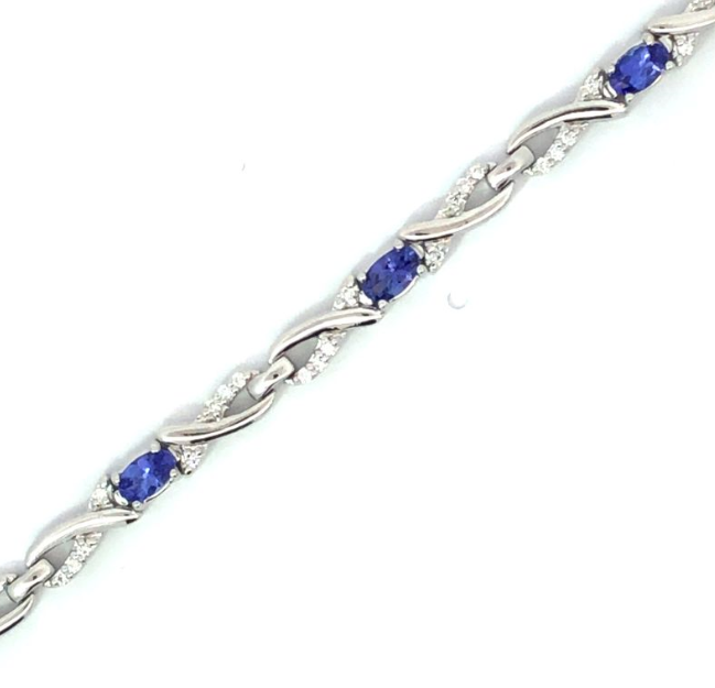 14W Infinity Link Round Diamond and Oval Tanzanite Bracelet