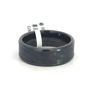 Zirconium Band with Carbon Fiber Inlay Size 9.5