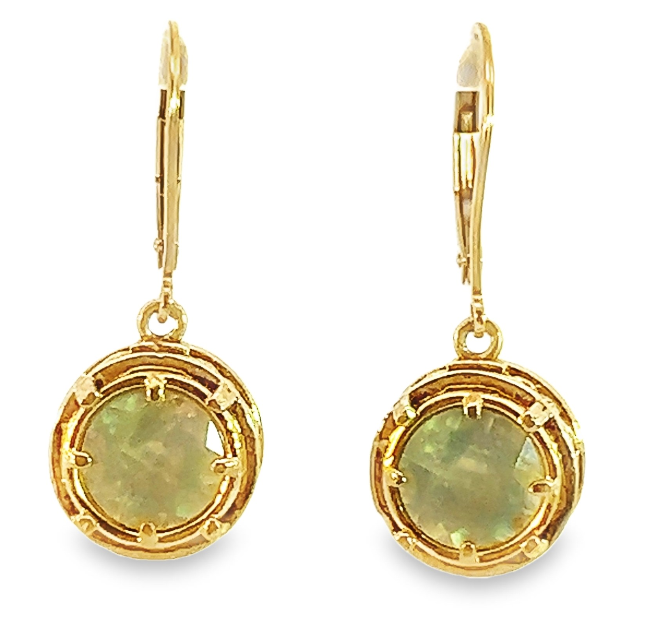 Sterling Silver 18Y Vermeil Prehnite Earrings