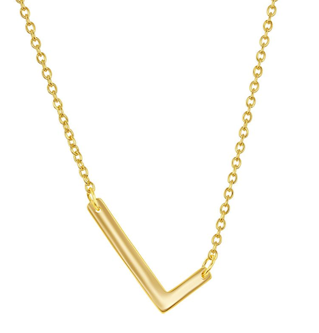 Sterling Silver Sideways 'L' Initial Necklace Gold Plated