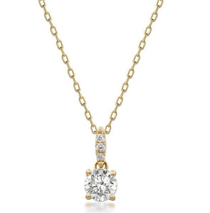 Color Jewels-  14Y Rd Diamond Pendant with Diamond Bail and Bezel Diamond Chain