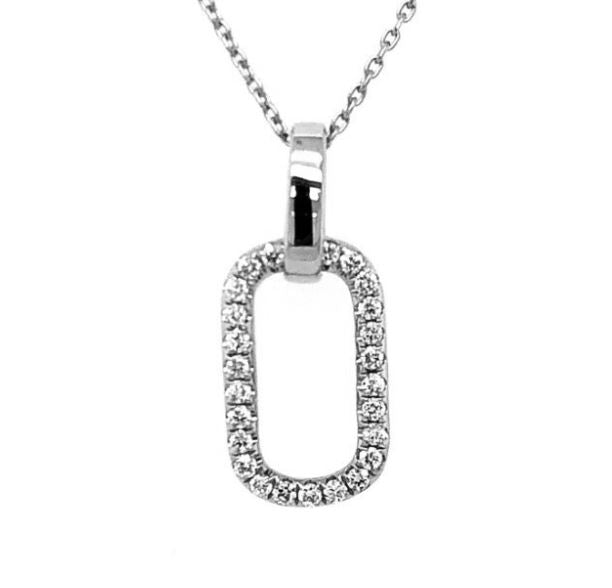 18W Open Elongated Cushion Pave' Diamond Pendant