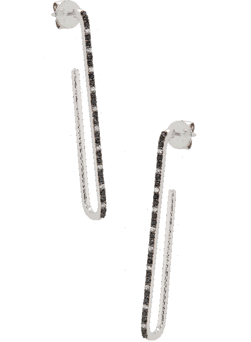 14W Paperclip Style Earrings with Alt. Black & White Diamonds