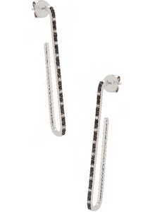 14W Paperclip Style Earrings with Alt. Black & White Diamonds