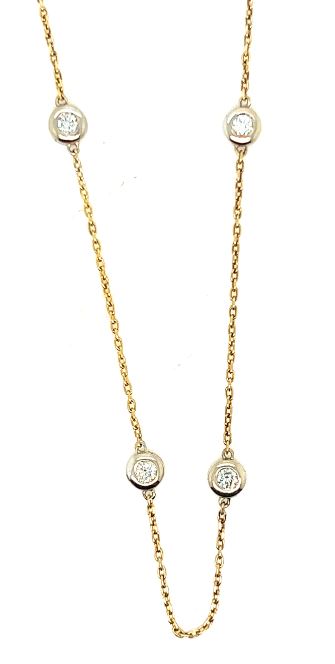 14TT 15.5" DBY Necklace, Yg Chain/Wg Bezels