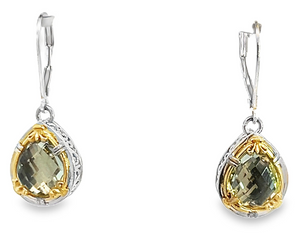 Sterling Silver and 18K Vermeil Green Amethyst Earrings