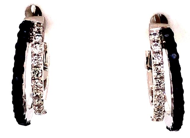 18W Leverback Split Hoop with Diamond Side and Sapphire Side Earrings