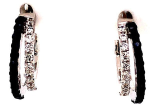18W Leverback Split Hoop with Diamond Side and Sapphire Side Earrings
