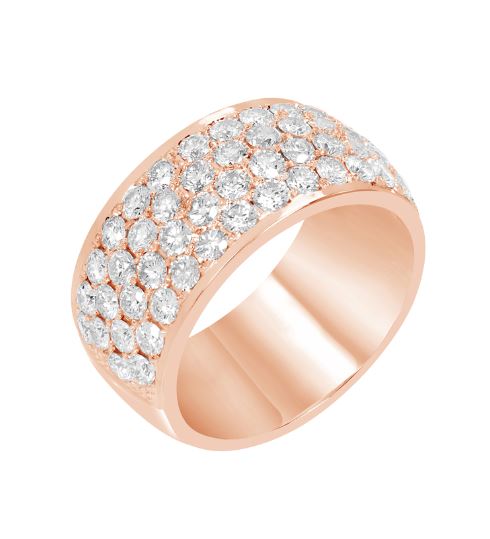 14R 2.05ctw G/H SI1-2 4 Row Pave Diamond 1/2 Domed Band Size 6