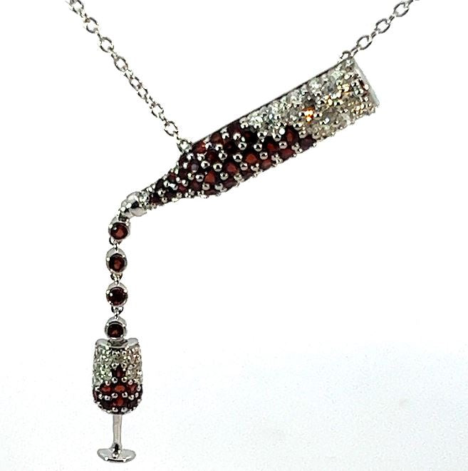 14W Red Wine Pendant with Diamond and Garnet Necklace