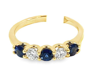 18Y 5 Round U Prong Sapphire/ Diamond Band Size 7