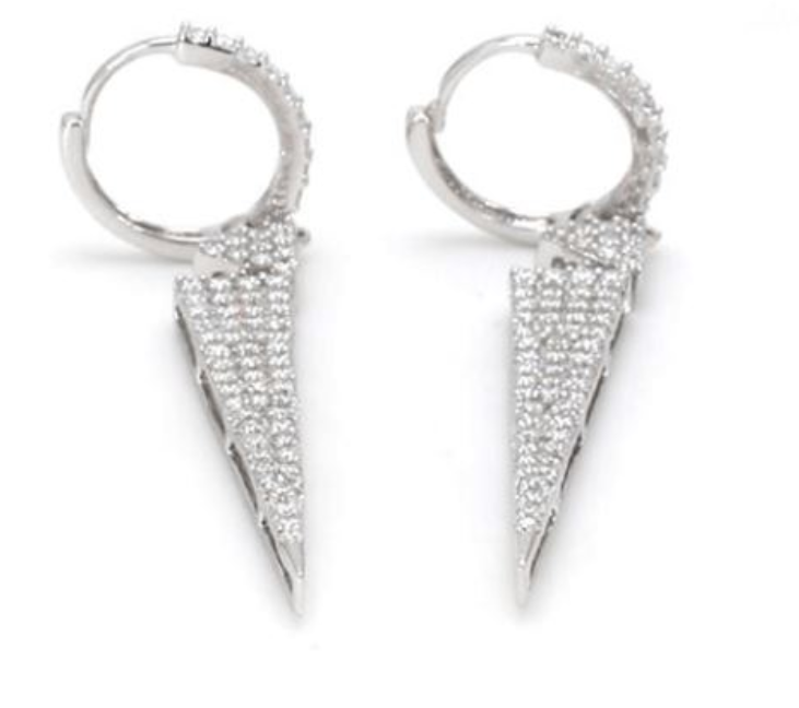 14W Lab Grown Diamond Cluster Arrow Dangle Earrings on Huggies