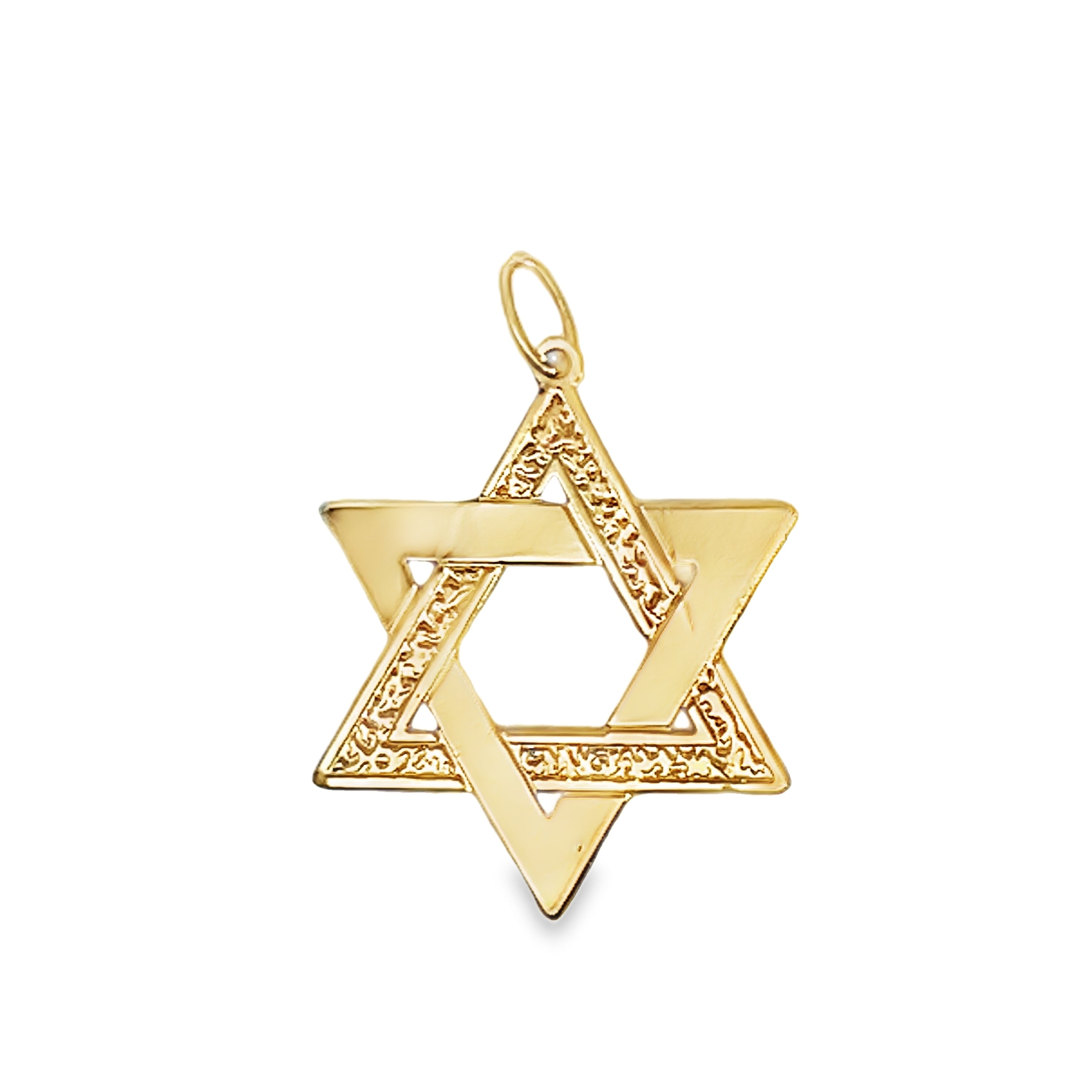 14Y Star of David Pendant with Stippled and Solid Accents