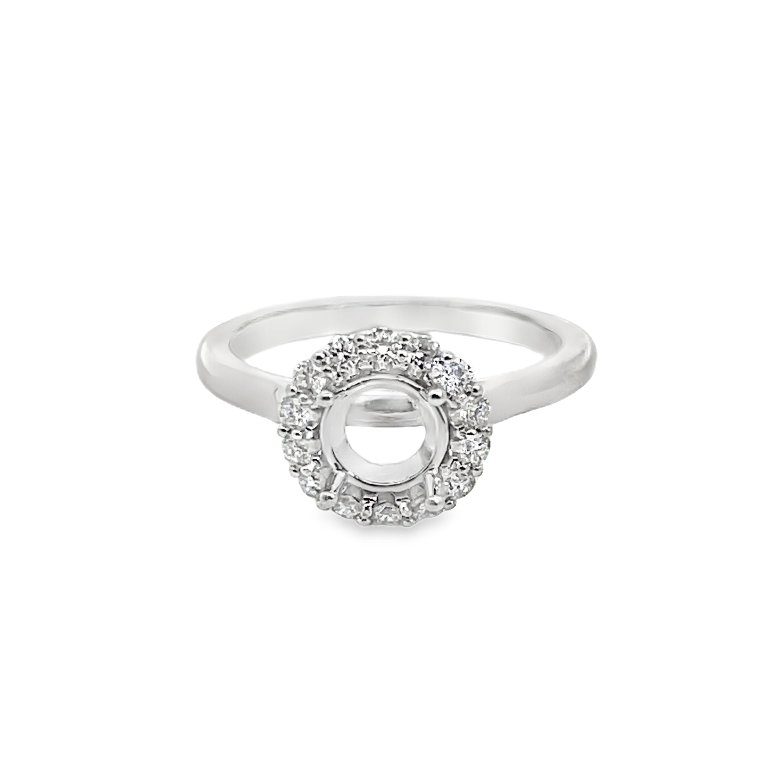 14W Diamond Halo Semi-Mount Ring sz 7
