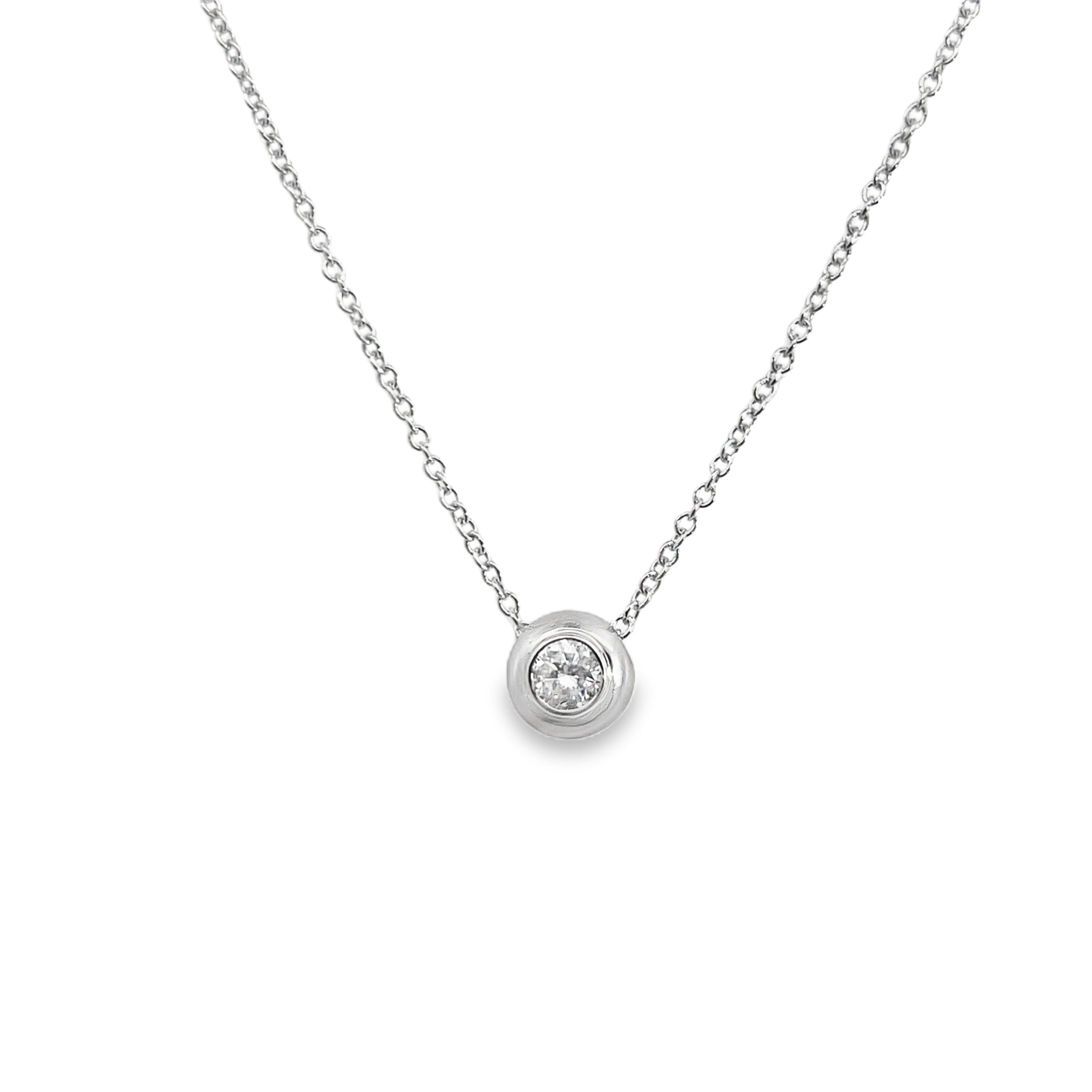 14W Round Diamond with Tapered Bezel on 1.5mm Round Cable Chain 18"