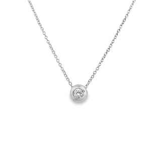 14W Round Diamond with Tapered Bezel on 1.5mm Round Cable Chain 18"