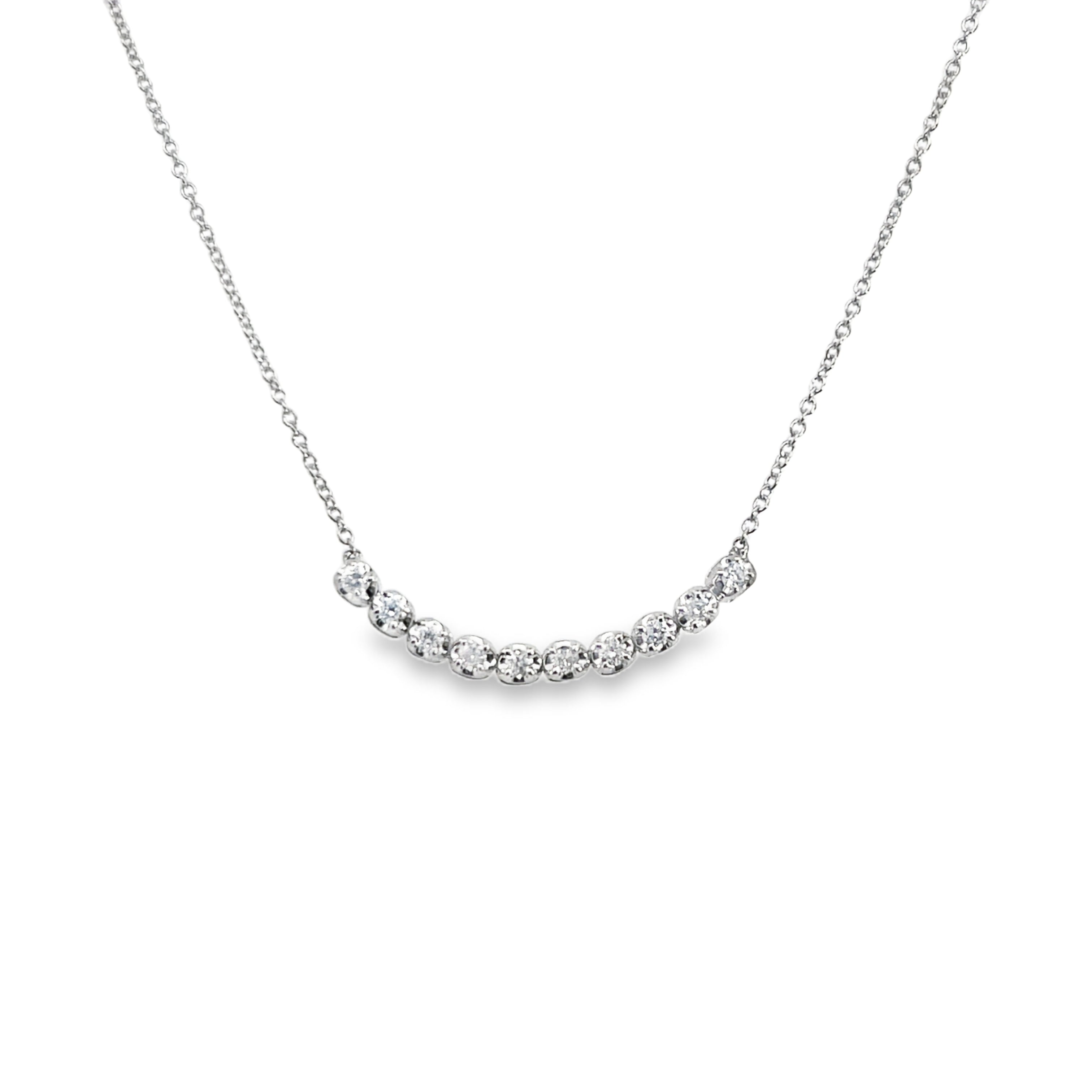 14W Curved Bar Pendant on 1mm Round Cable Chain 18"