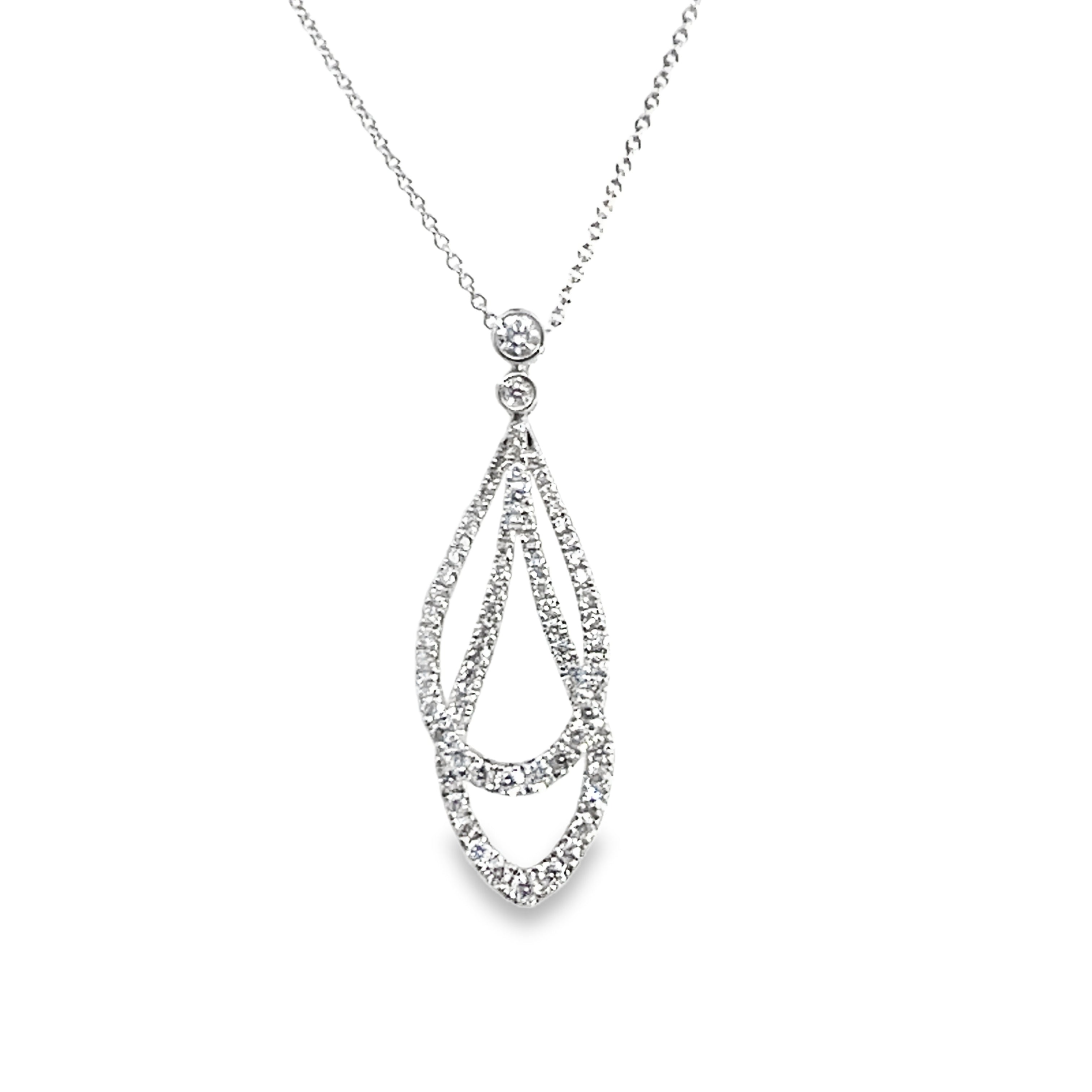 18W Two Row Interlocking Teardrop Pendant with Bezel Set Bail