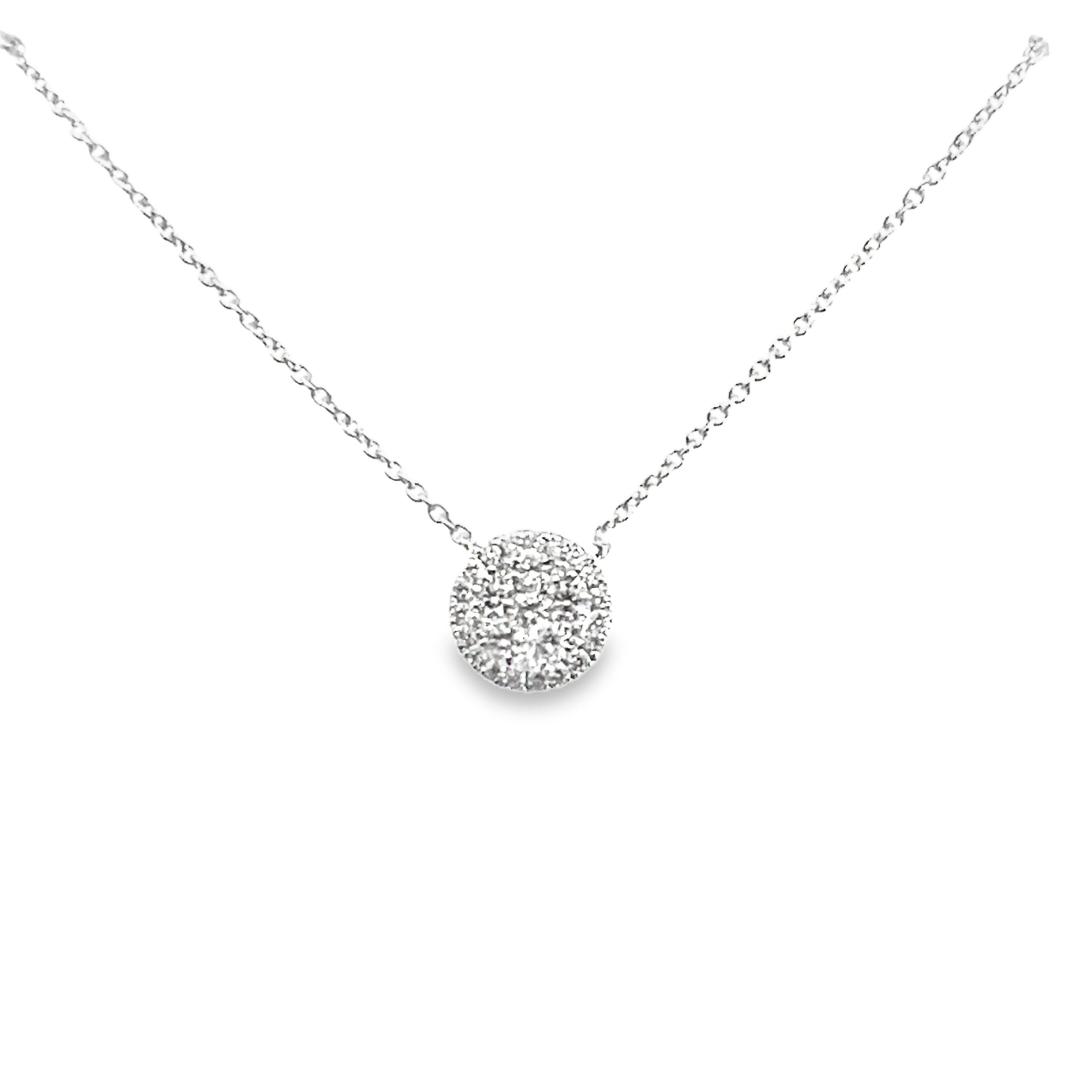 18W Round Diamond Cluster Pendant with Halo 16-18"