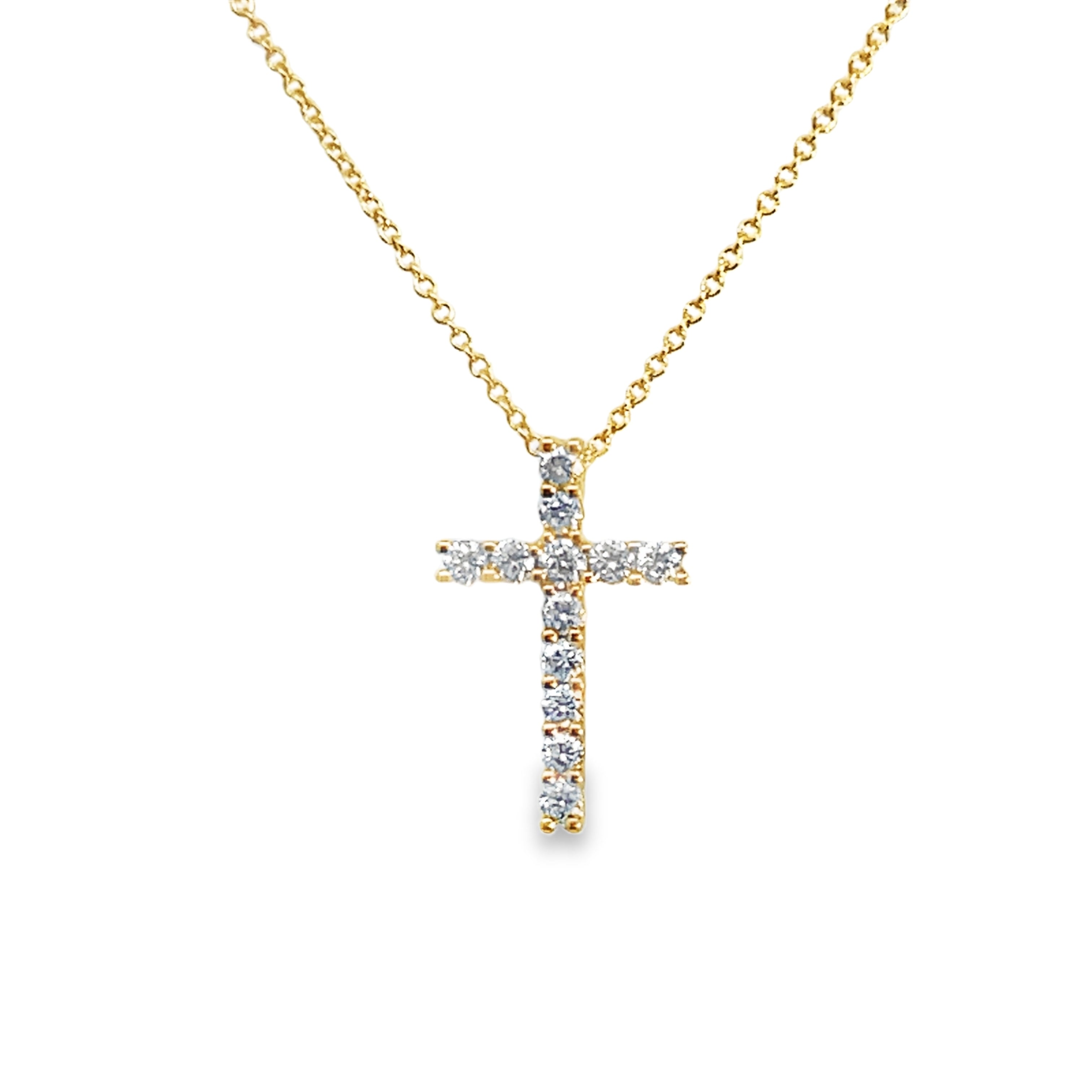 18Y Simple Elegant Cross Pendant with Diamonds 18"
