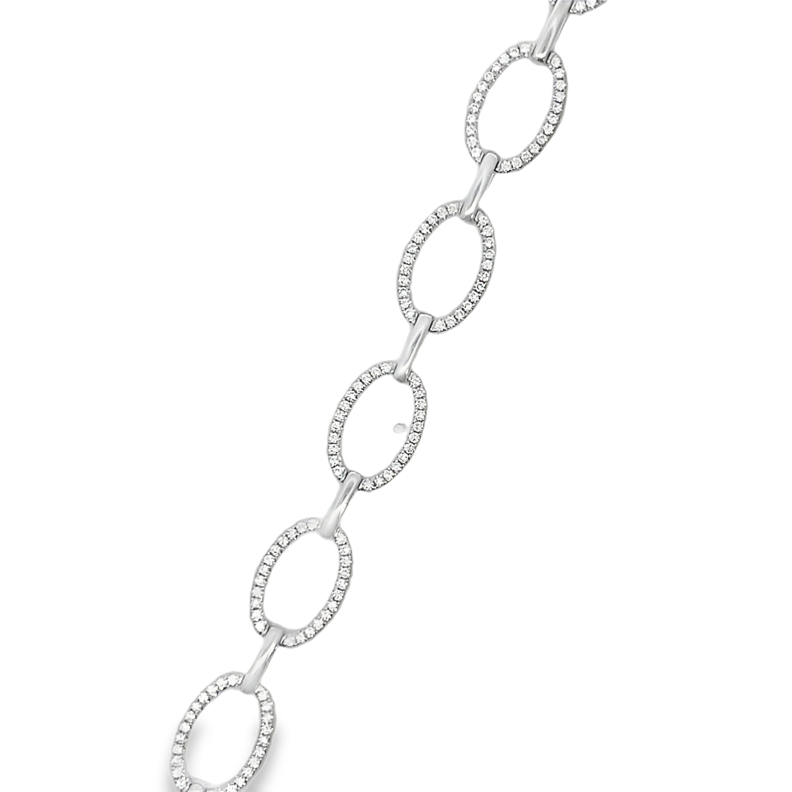 18W Oval Shaped Diamond Link Bracelet 7"