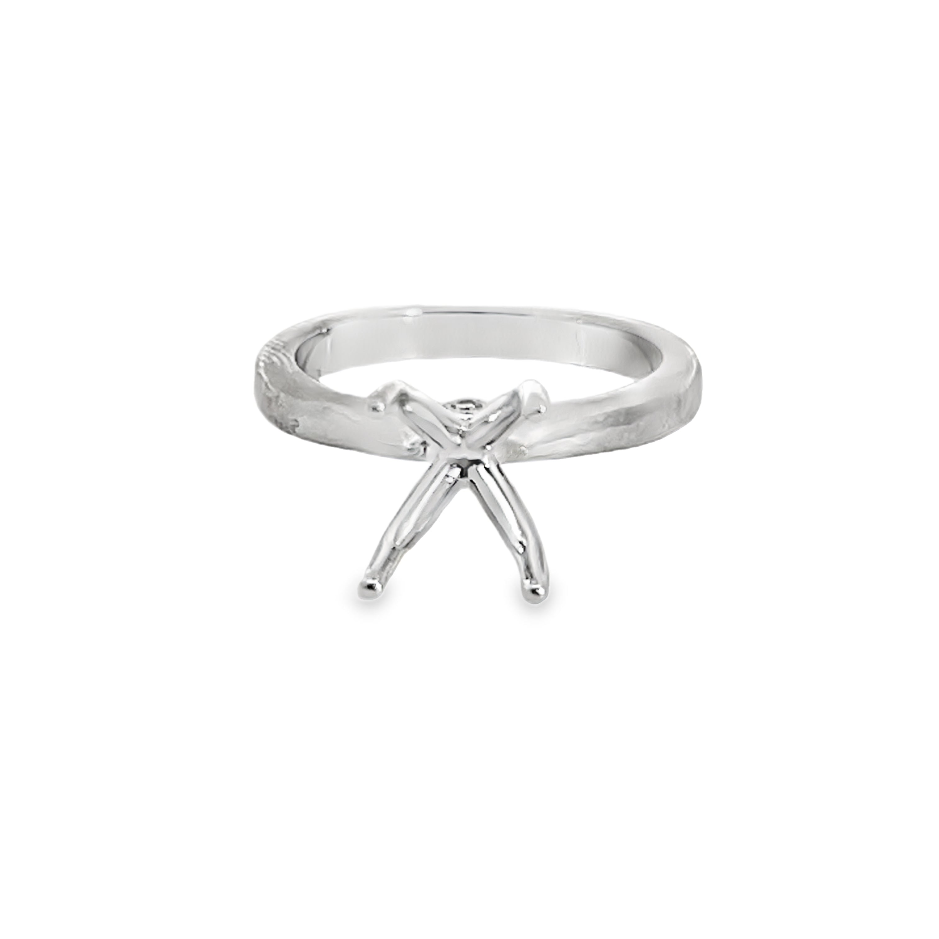 14W Oval Eng Ring Semi-Mount with .03 Peekaboo Diamonds for 2ct sz 6