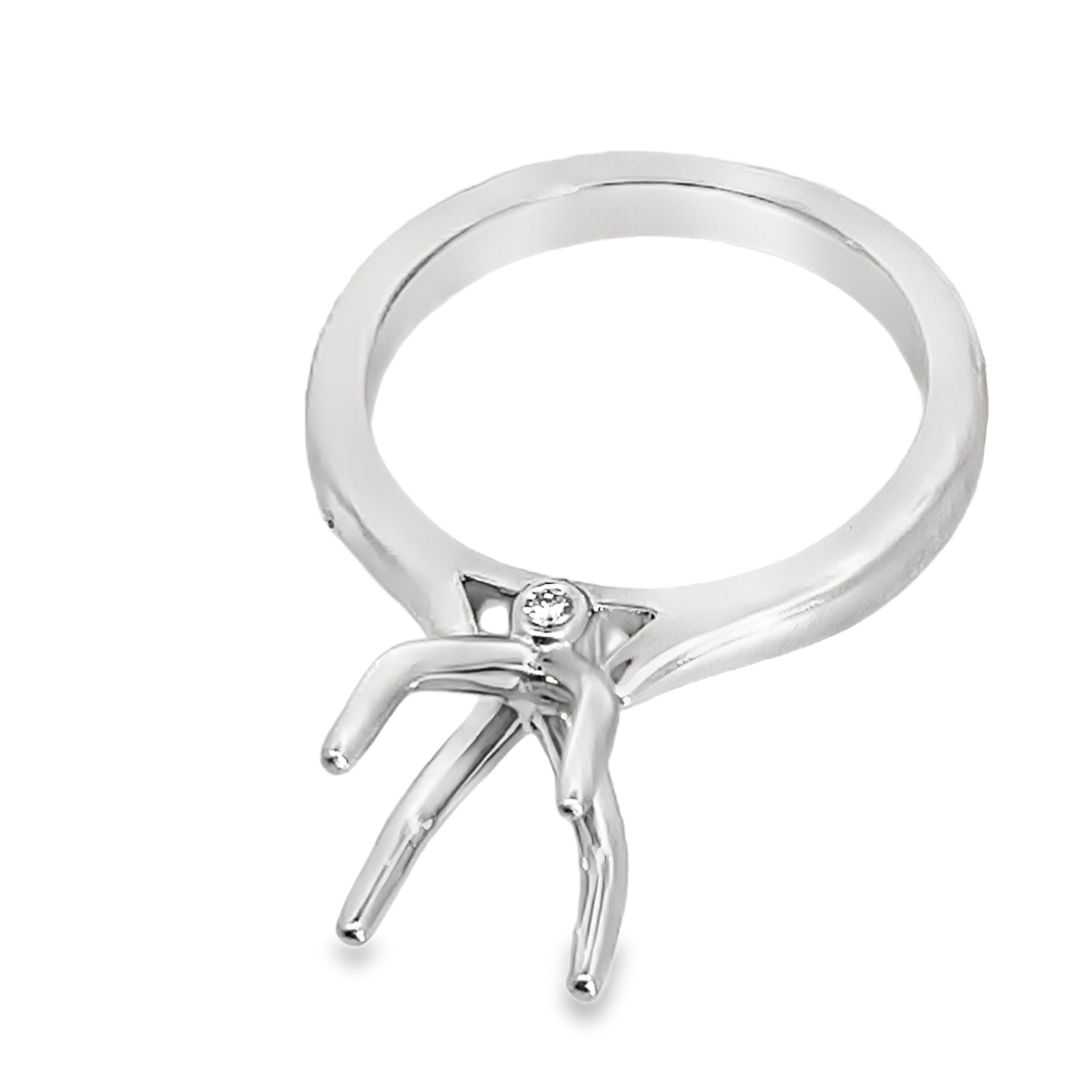14W Oval Eng Ring Semi-Mount with .03 Peekaboo Diamonds for 2ct sz 6