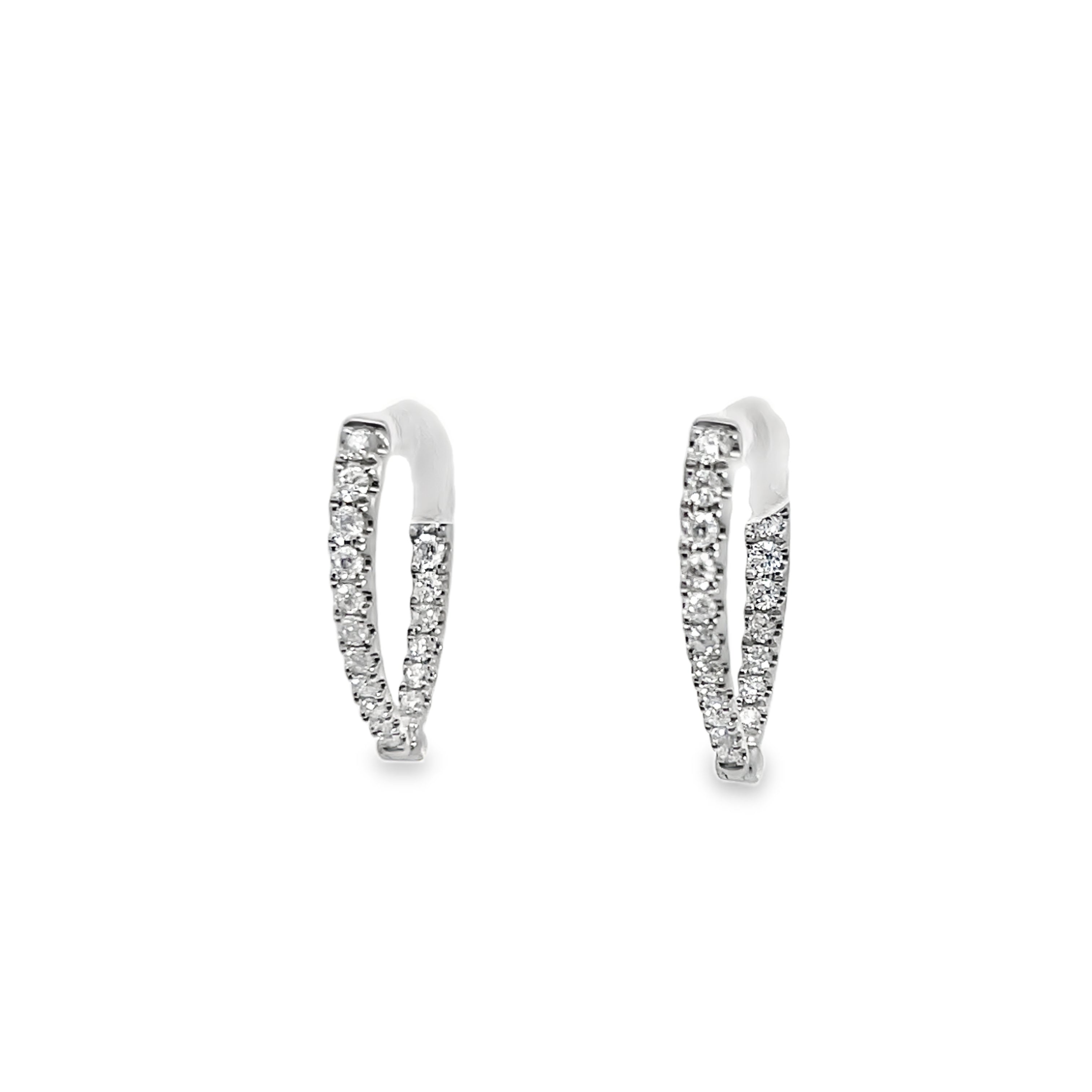 18K "V" Shaped Inside/Out Diamond Earrings