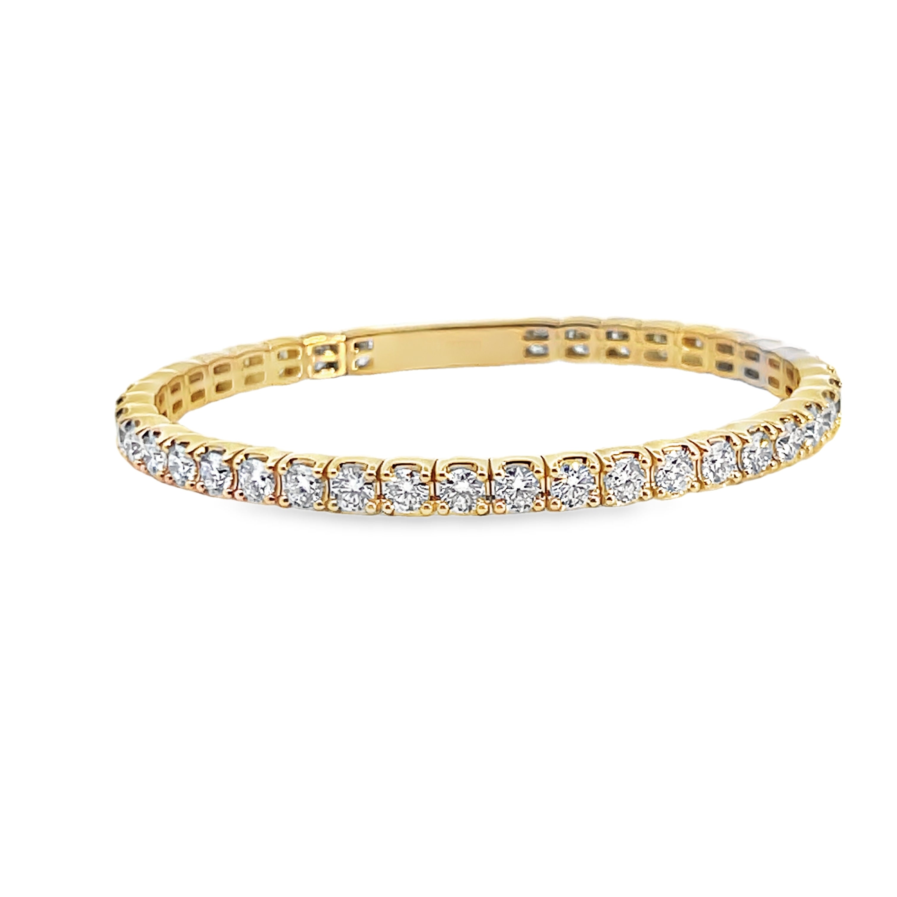 14Y Lab Grown Diamond Bangle Style Tennis Bracelet with Lock Clasp
