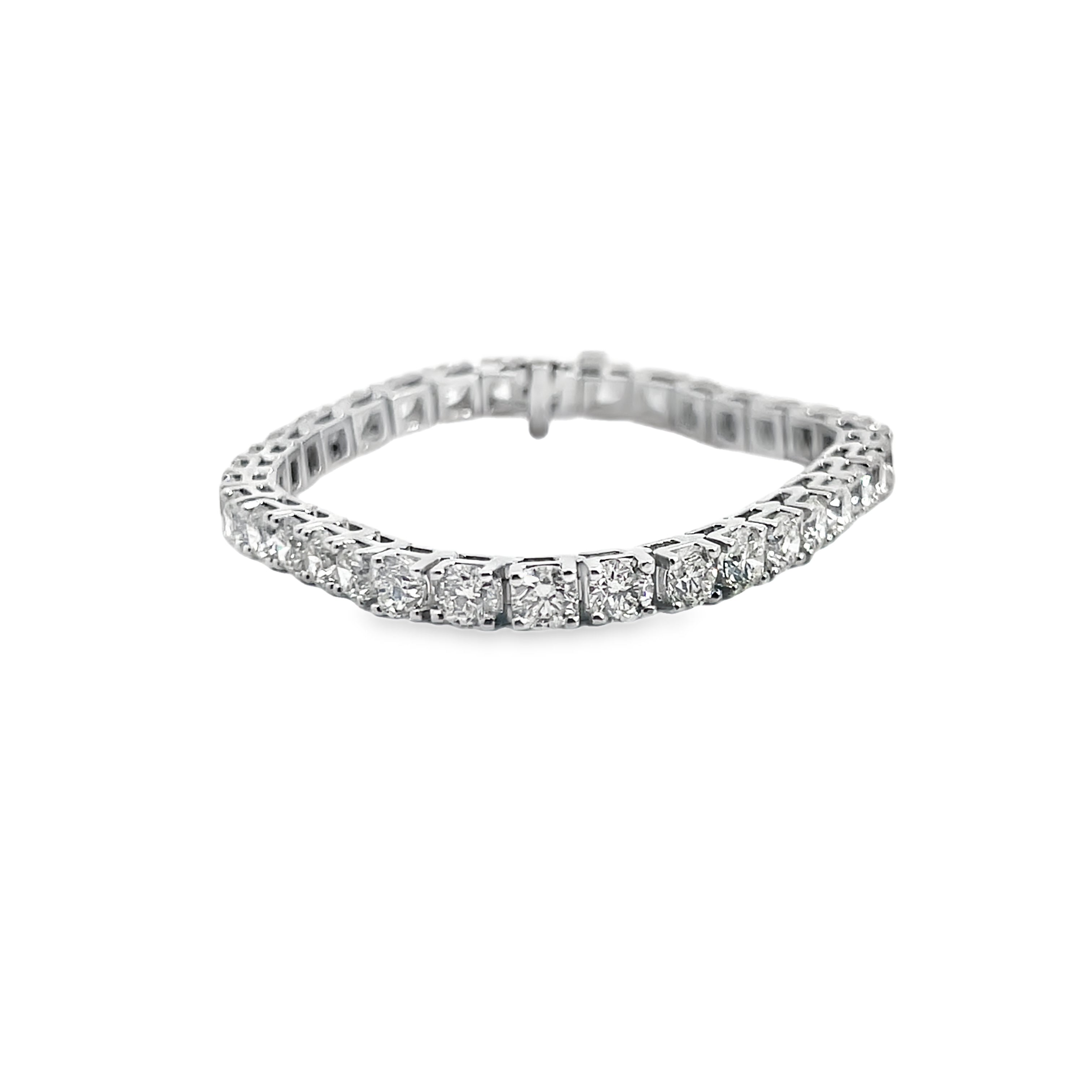 14W Natural Round Diamond Tennis Bracelet 7"