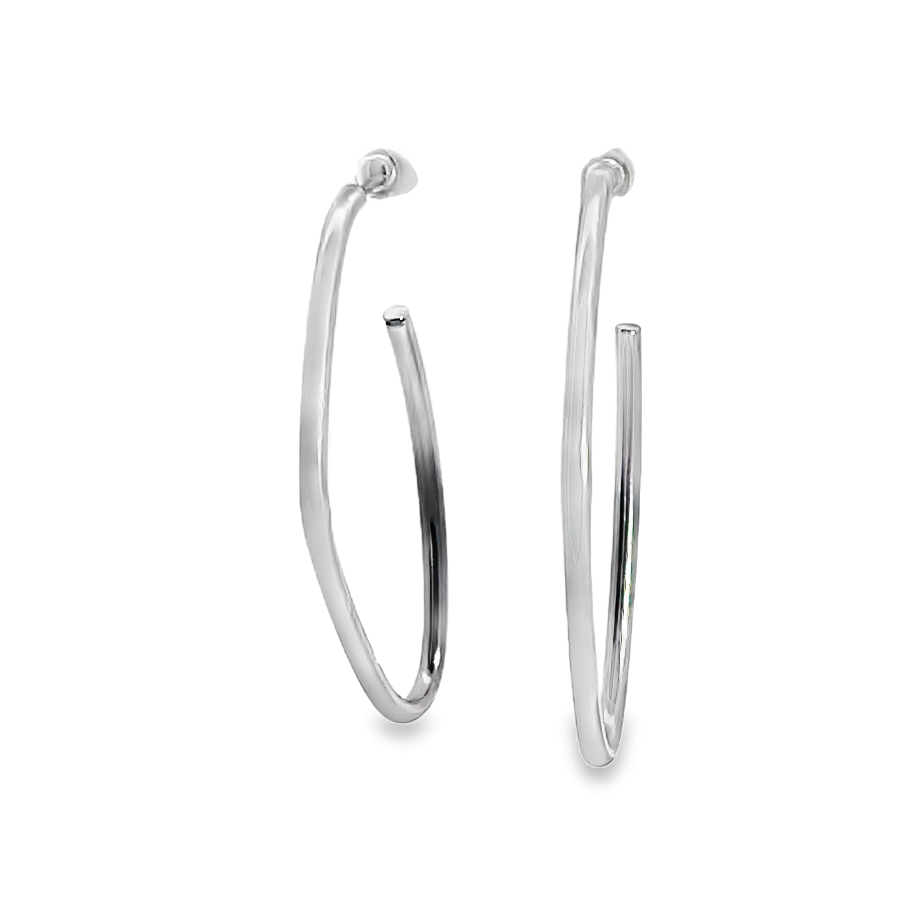 14W Elongated Oval Post Hoop Earrings