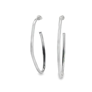 14W Elongated Oval Post Hoop Earrings