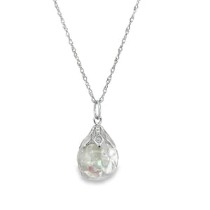14W 10mm Floating Opal Dangle Pendant on 18" Cable Chain